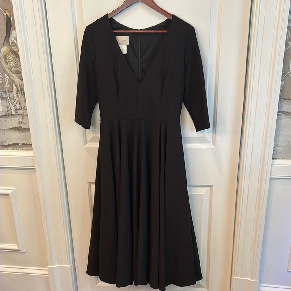BHLDN Black Long Sleeve A-Line Full Dress